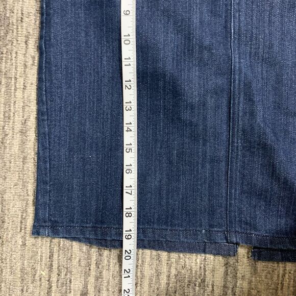 Old Navy Women's Size 6 A Line Knee Length Denim Cotton Skirt Slit Stretch - Picture 6 of 7
